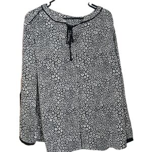 Talbots Black and White Floral Blouse